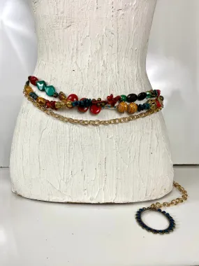 Multi colored beads belt
