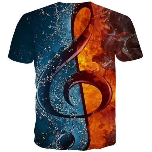 Music T-shirt Men Yin Yang Tshirts Casual Flame Tshirt Anime Water Shirt Print Gothic Tshirt Printed Short Sleeve Fashion