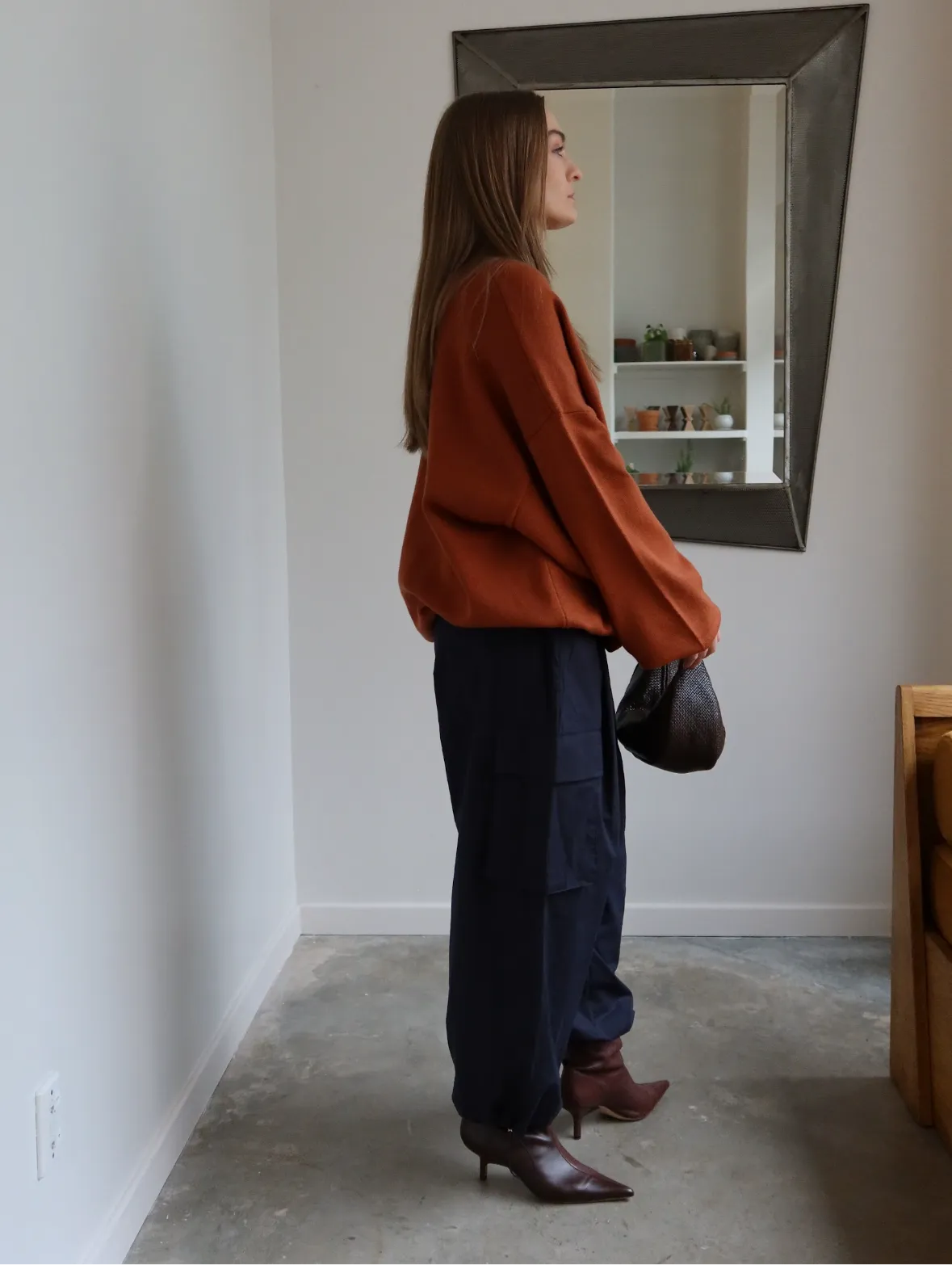 Navy Wide Leg Cargo Pants