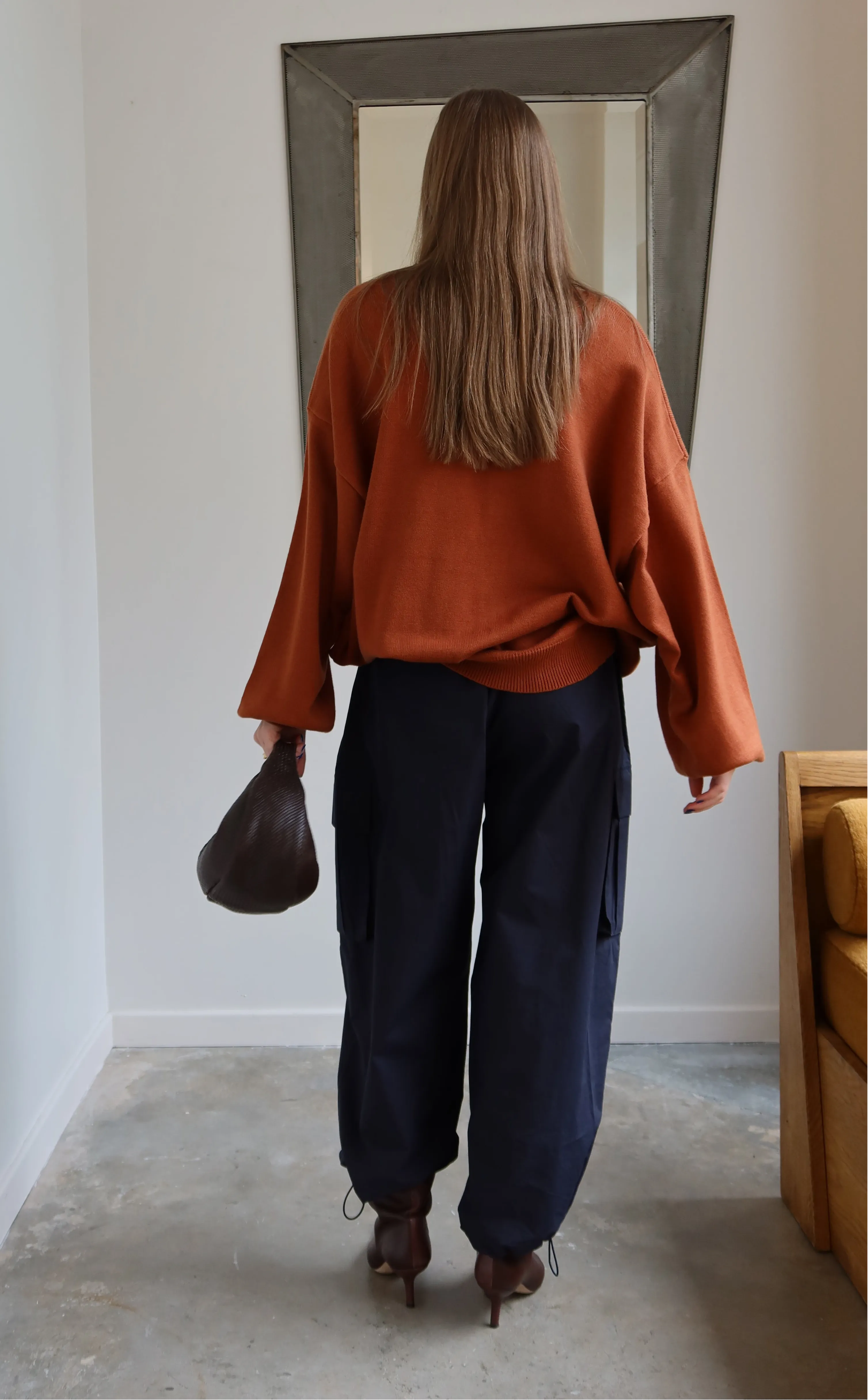 Navy Wide Leg Cargo Pants