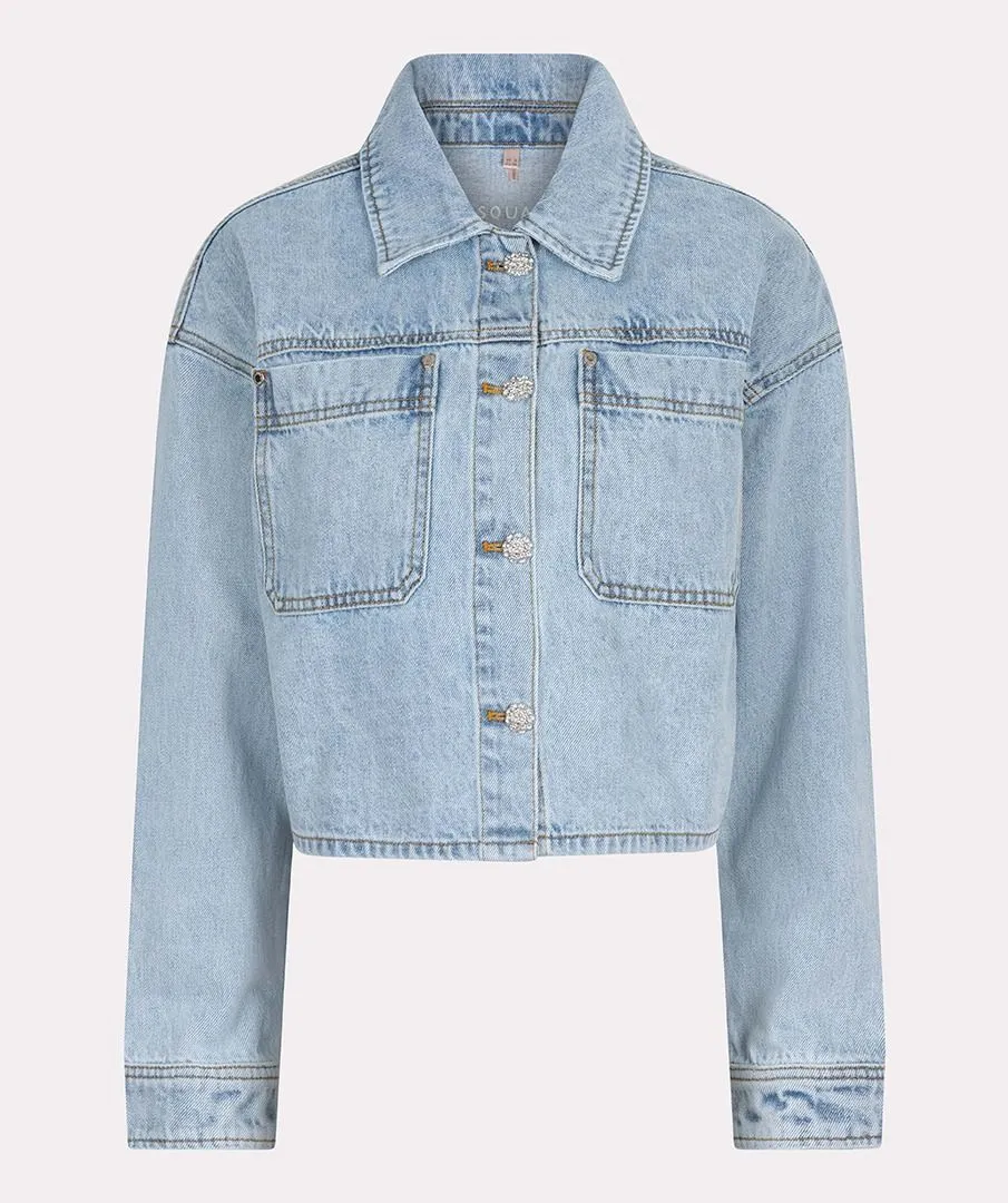 Oversized Denim Short Jacket - Blue