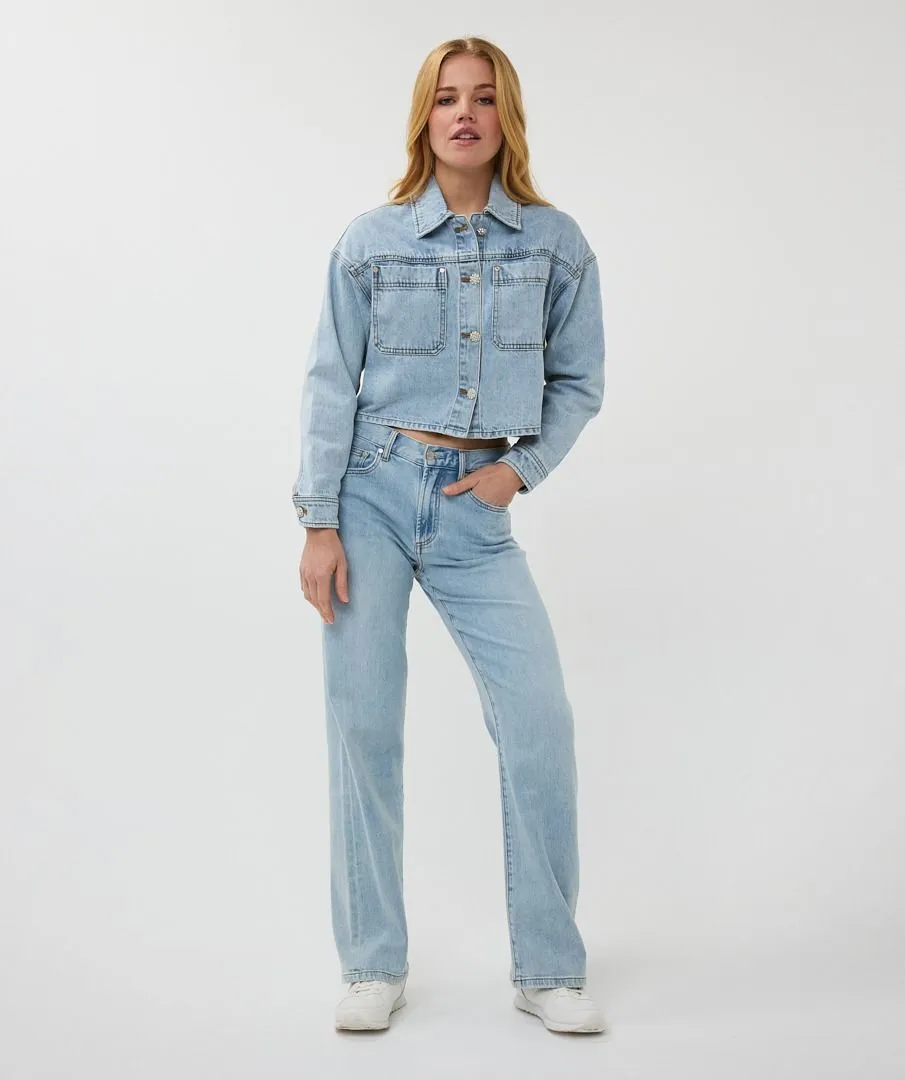 Oversized Denim Short Jacket - Blue