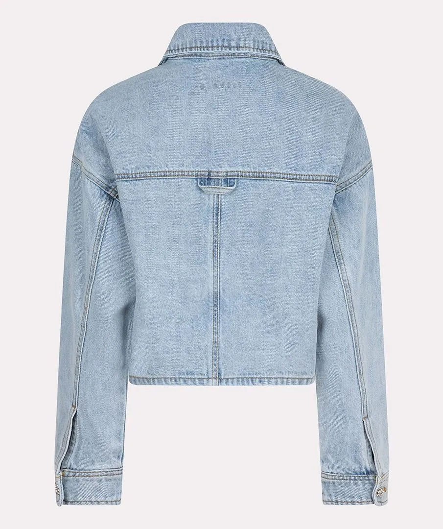 Oversized Denim Short Jacket - Blue