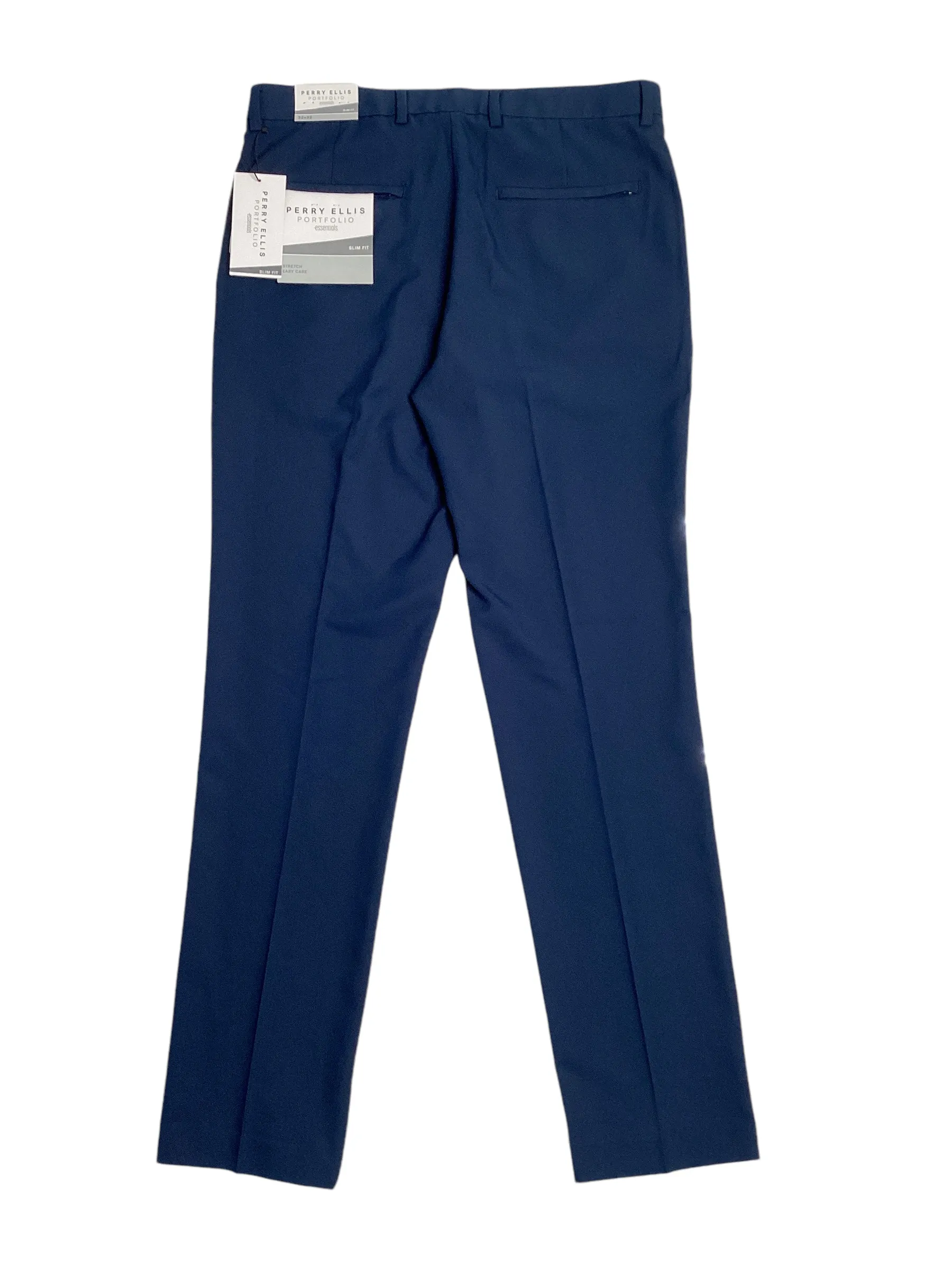 Perry Ellis Portfolio Mens Slim Fit Golf Dress Pants Navy 32 x 32