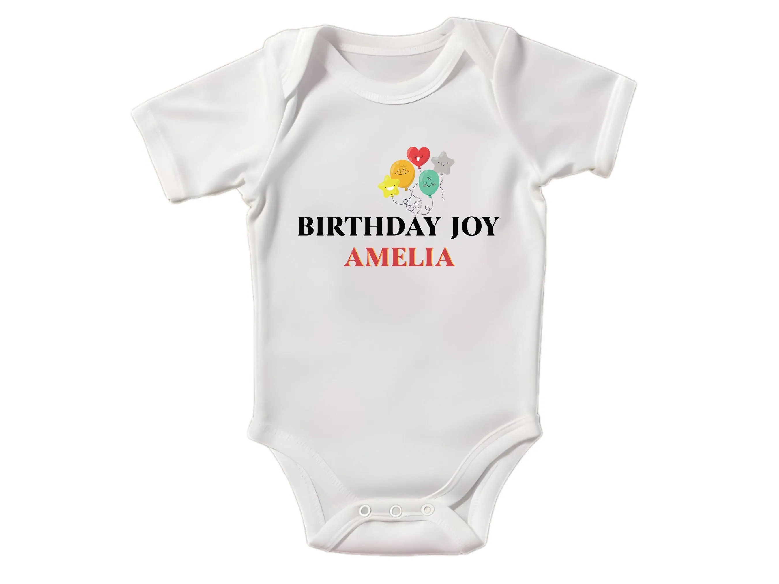 Personalized Name Long Sleeve Bodysuit Birthday with Joy Design