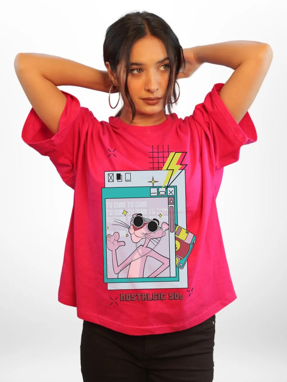 PINK PANTHER Graphic Printed Womens Drop Shoulder T-shirt Legacy Boutiques Dhaka