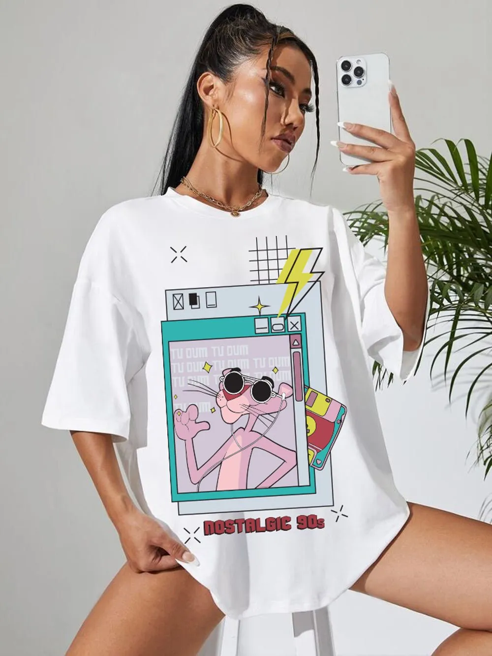 PINK PANTHER Graphic Printed Womens Drop Shoulder T-shirt Legacy Boutiques Dhaka