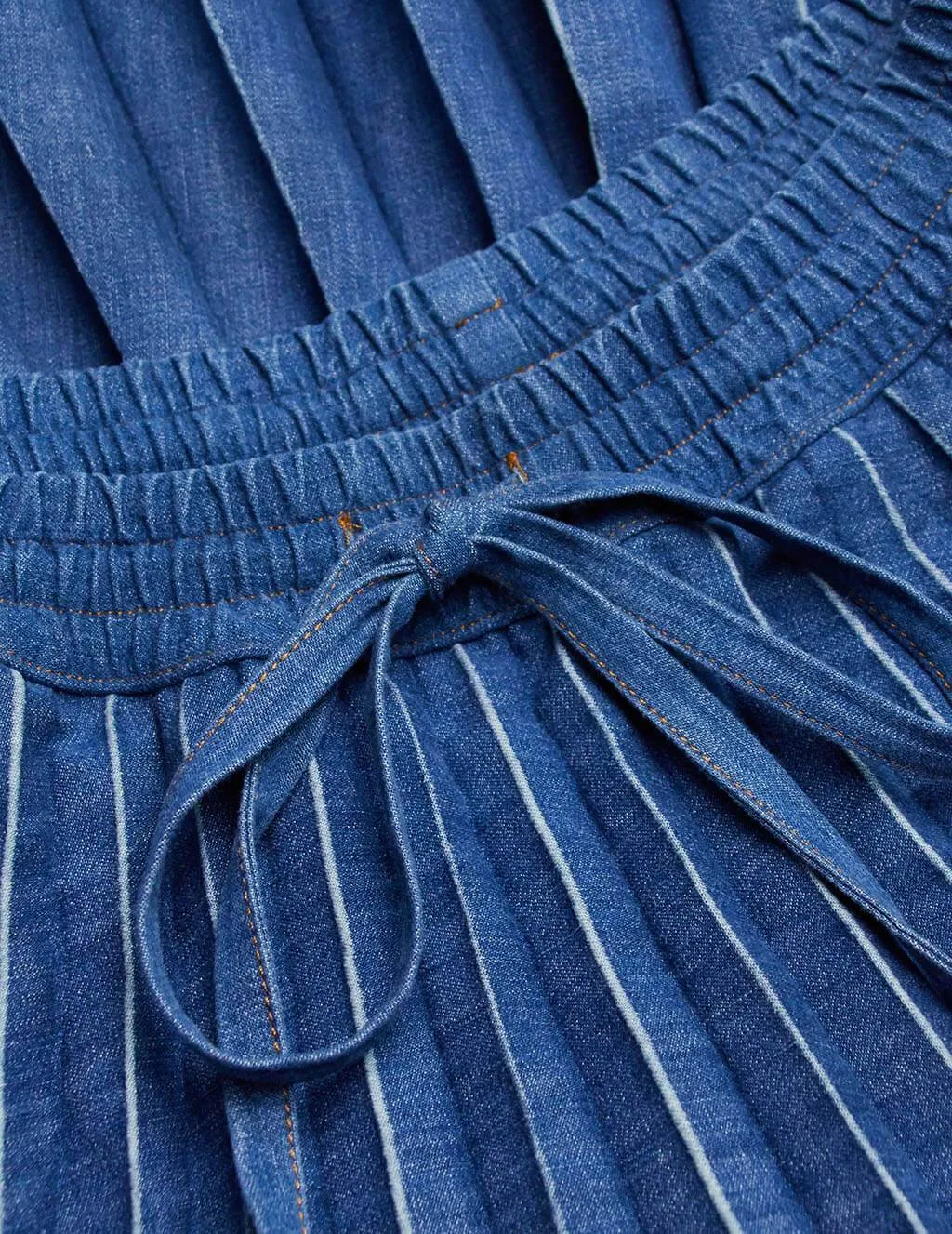 Pleated Denim Skirt