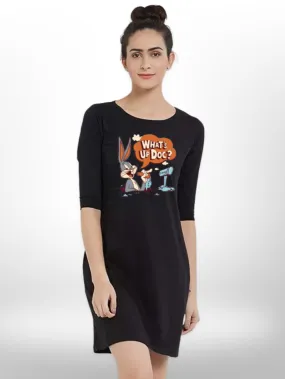 RABBIT PRINTED THREE QUARTER SLEEVE SIDE POCKET T-SHIRT FOR WOMEN'S