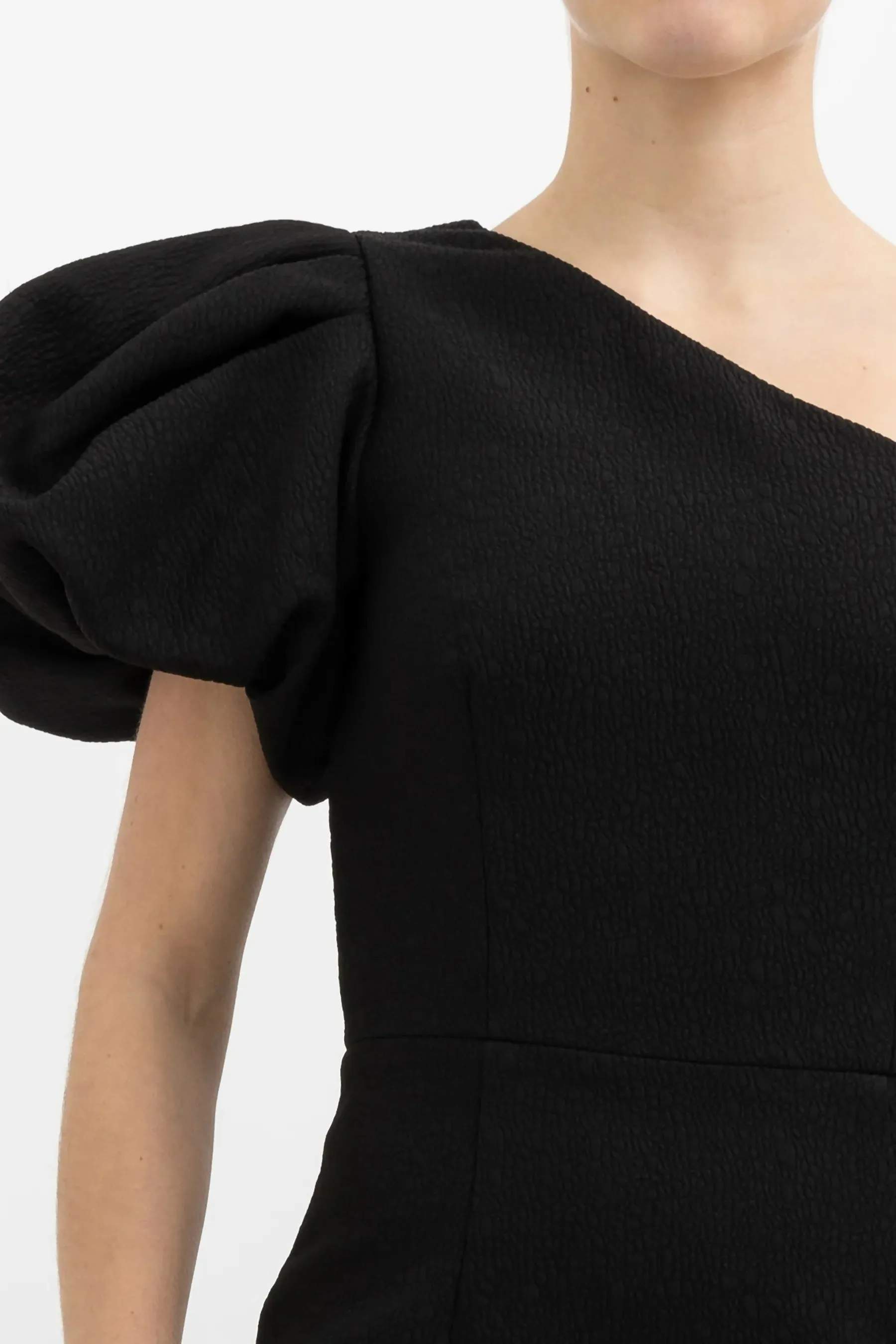 Rebecca Vallance Natalia One Sleeve Midi Dress Black Size 14