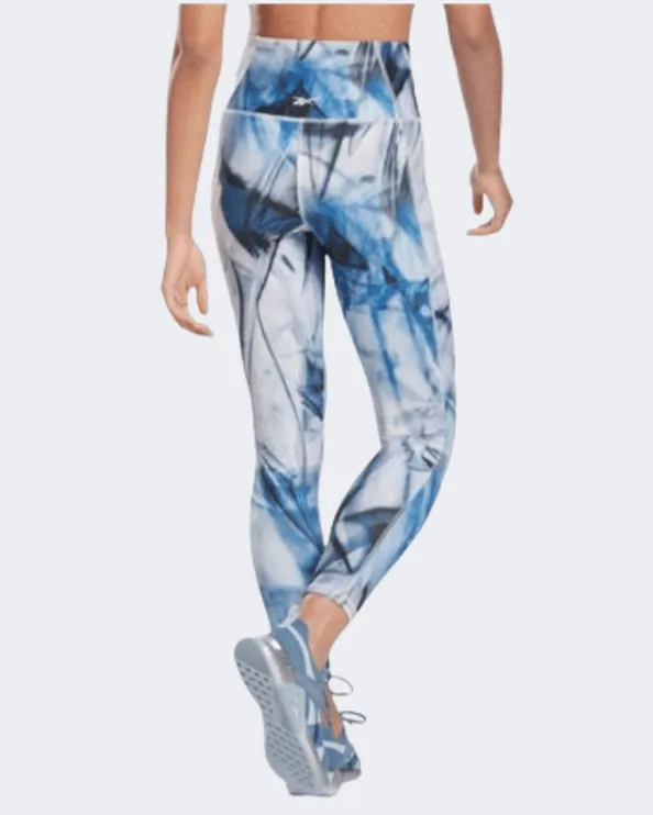 Reebok Lux Bold High-Waisted Liquid Abyss Print Women Training Tight Blue/White