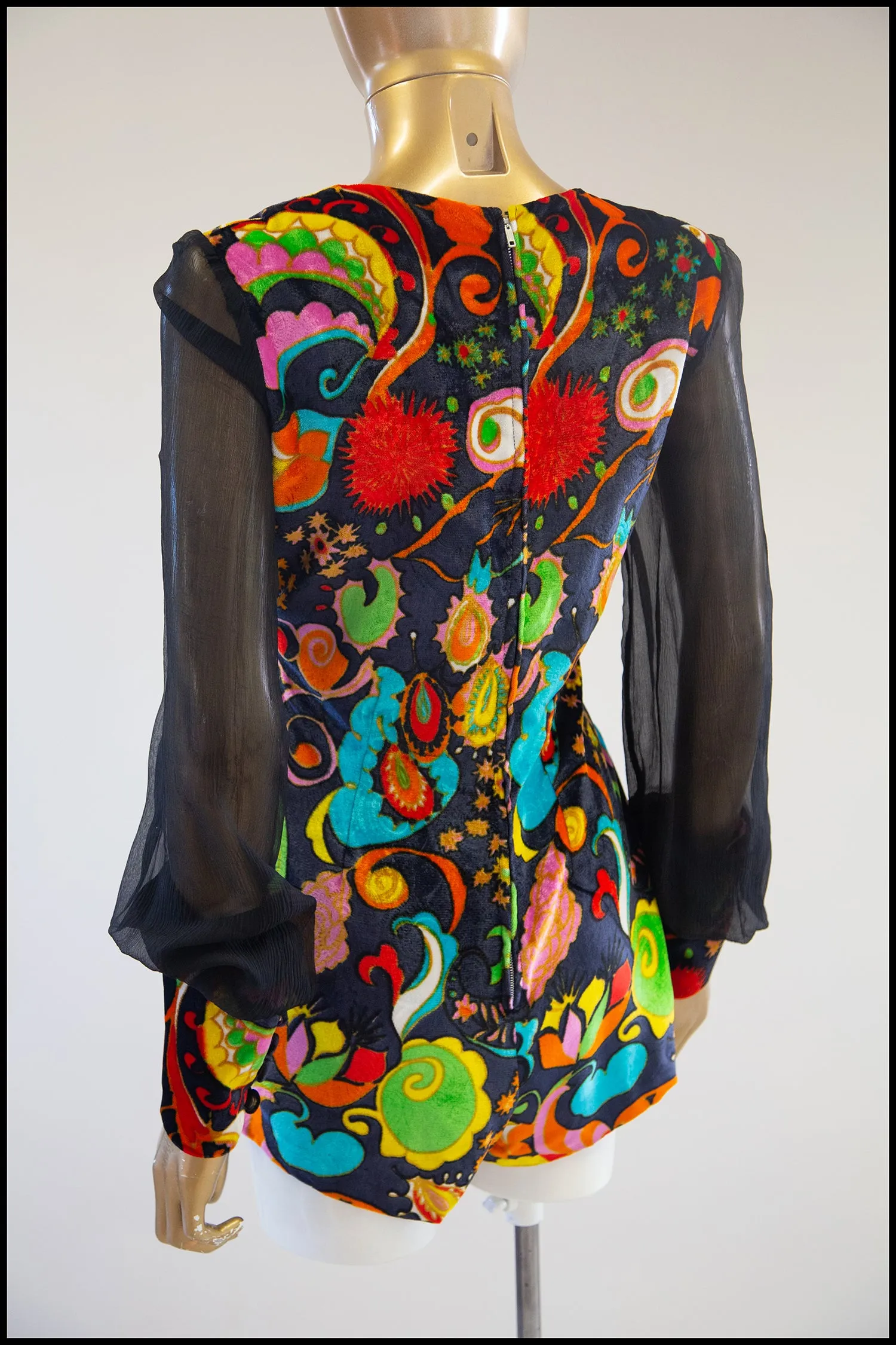 RESERVED Vintage 1970s Printed Velvet Playsuit