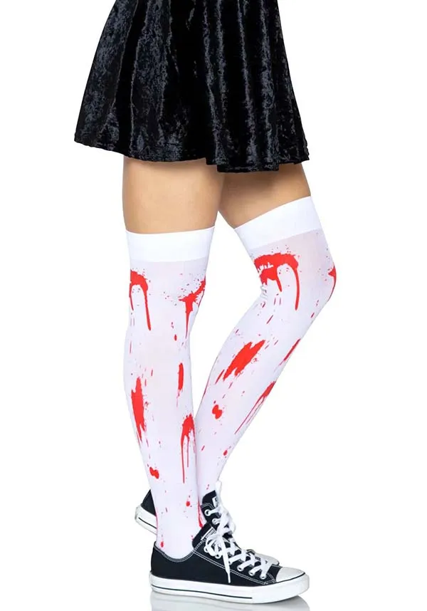 Rhea Zombie [White/Red] | THIGH HIGH STOCKINGS*