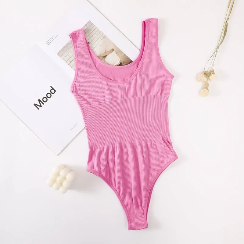 Ribbed Bodysuit Shaper Tummy Control