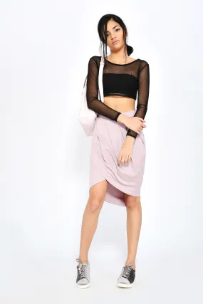 Rose Dipped Hem Midi Skirt