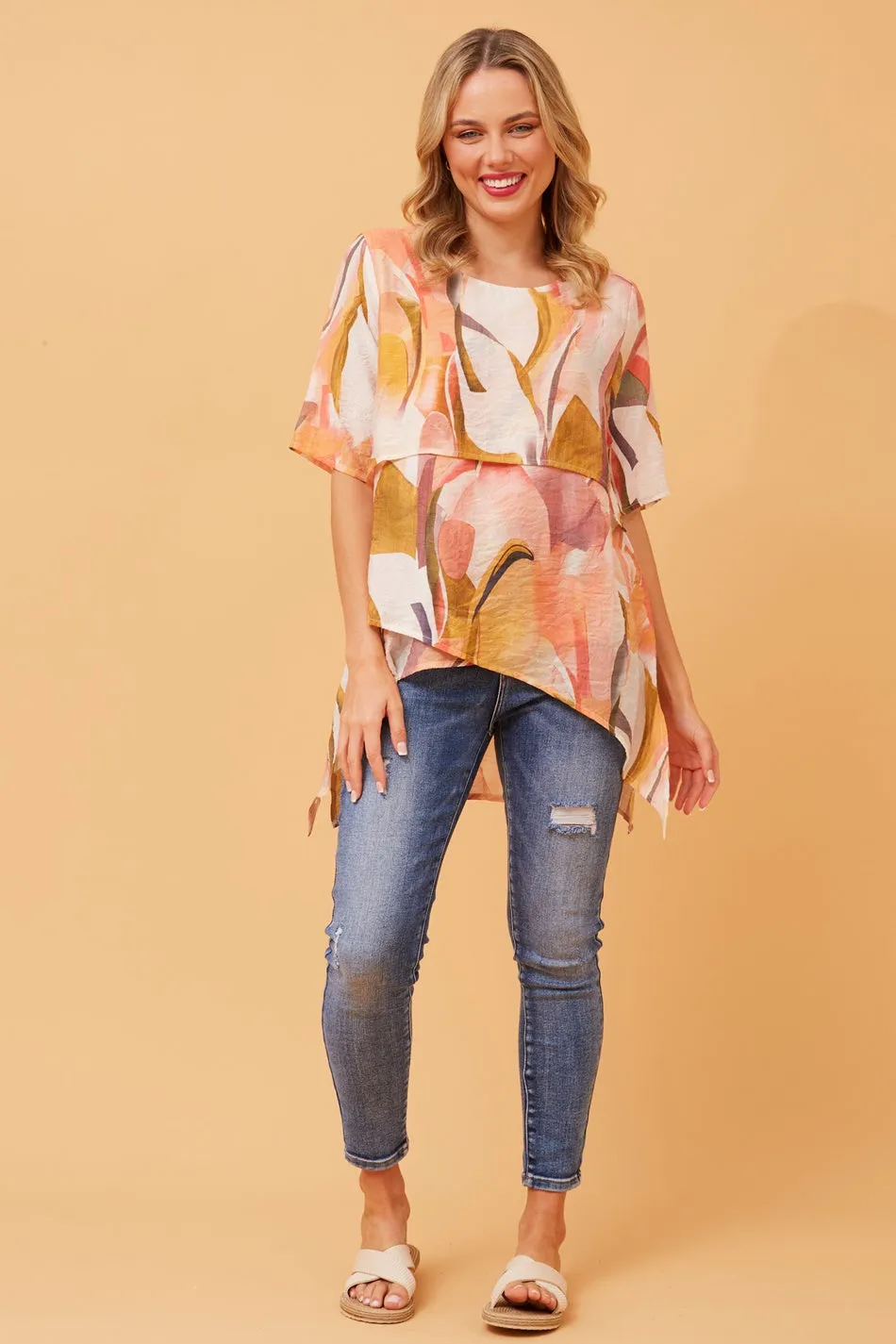 RUTH DOUBLE LAYER PRINTED TOP