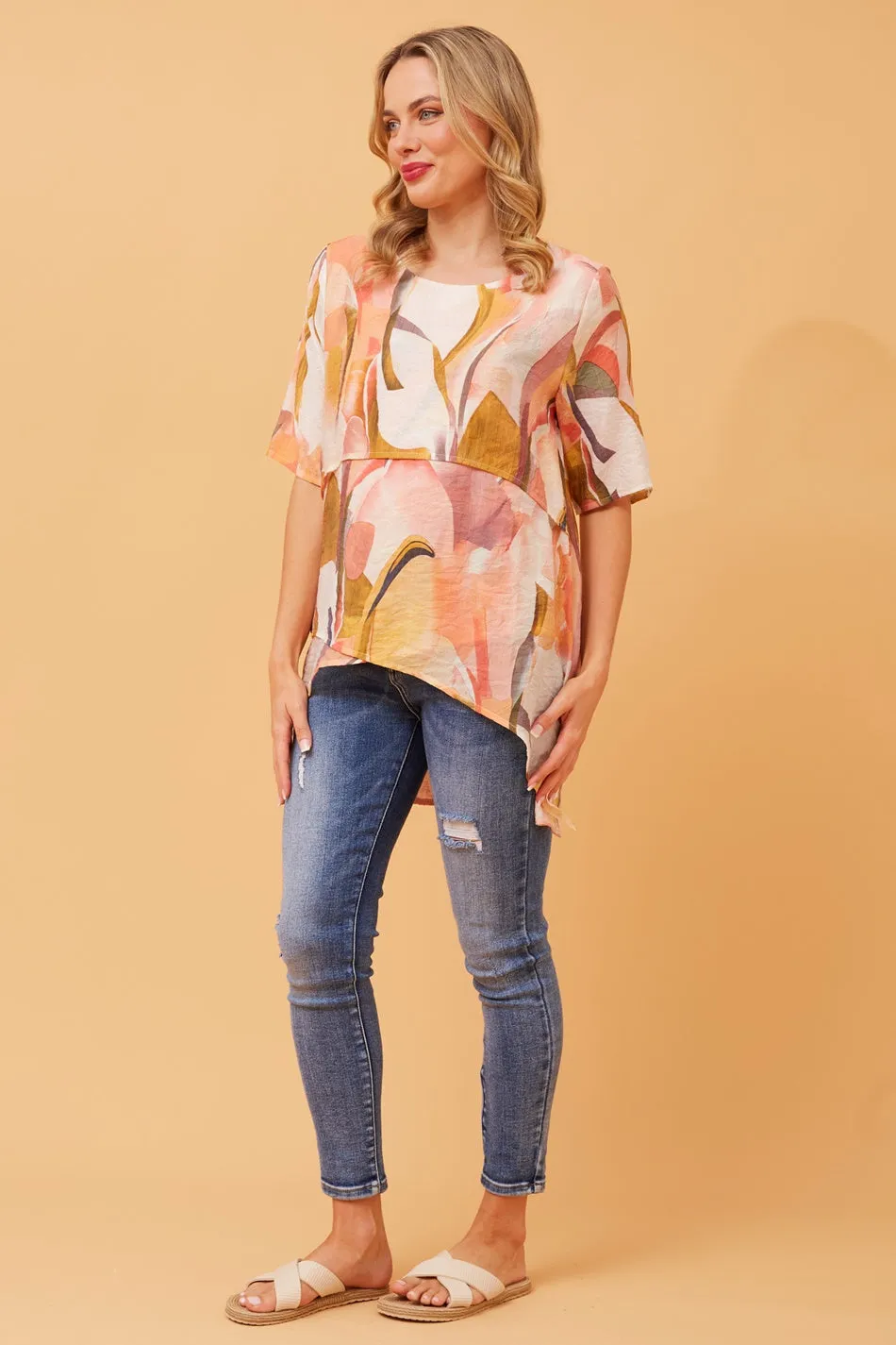 RUTH DOUBLE LAYER PRINTED TOP