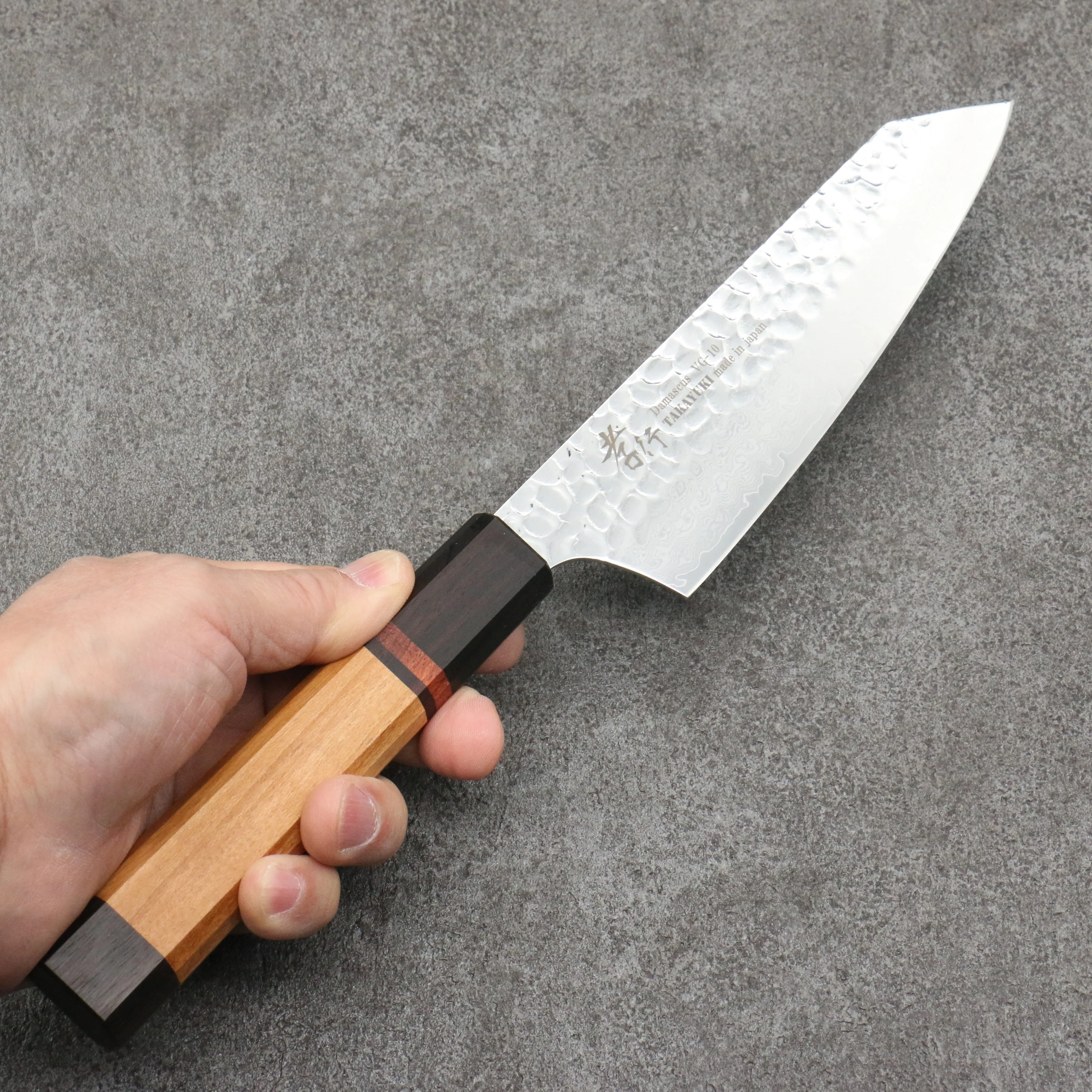 Sakai Takayuki VG10 33 Layer Damascus Kengata Santoku 160mm Mountain cherry (12 sided) Handle