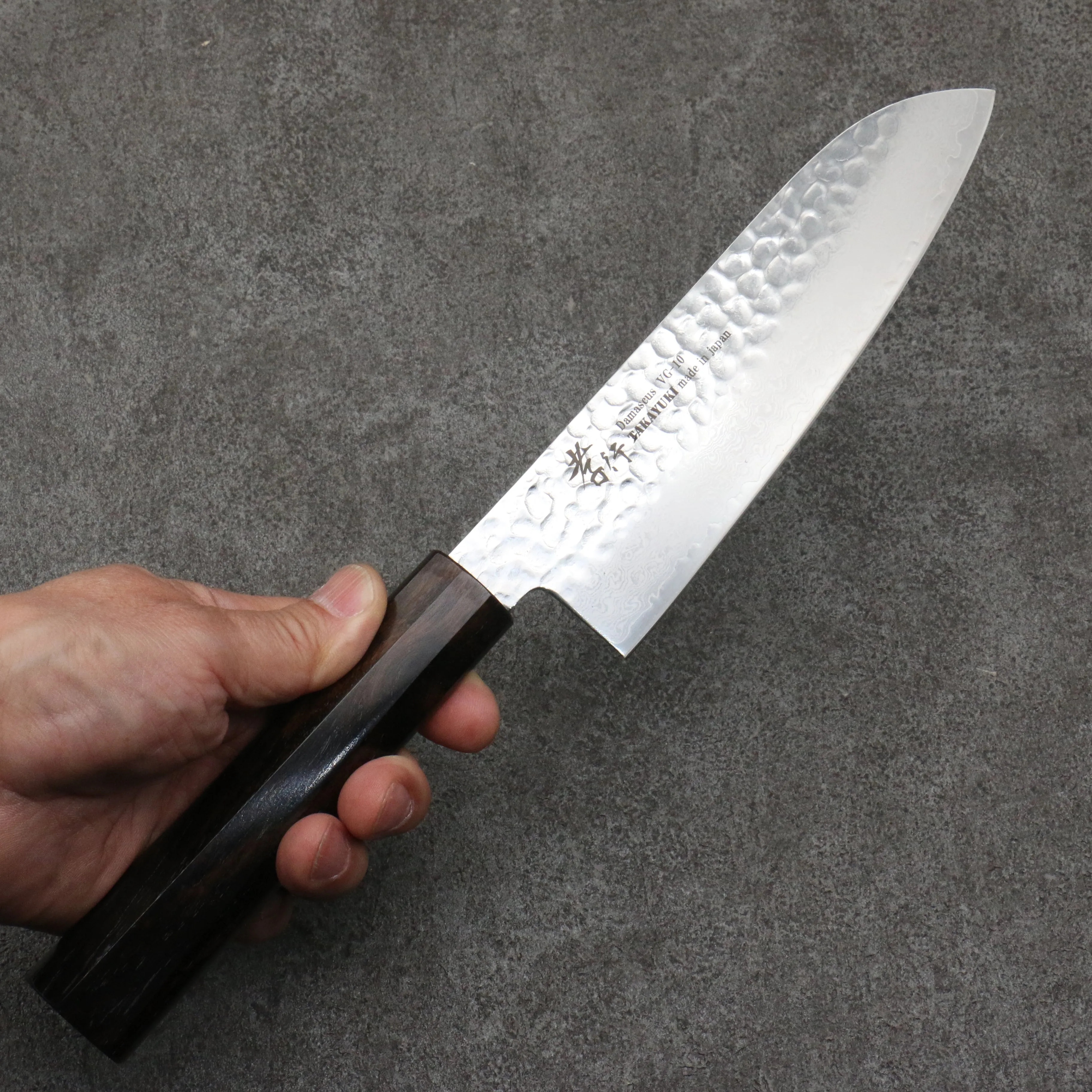 Sakai Takayuki VG10 33 Layer Damascus Santoku  170mm Ebony(6 sided teardrop) Handle