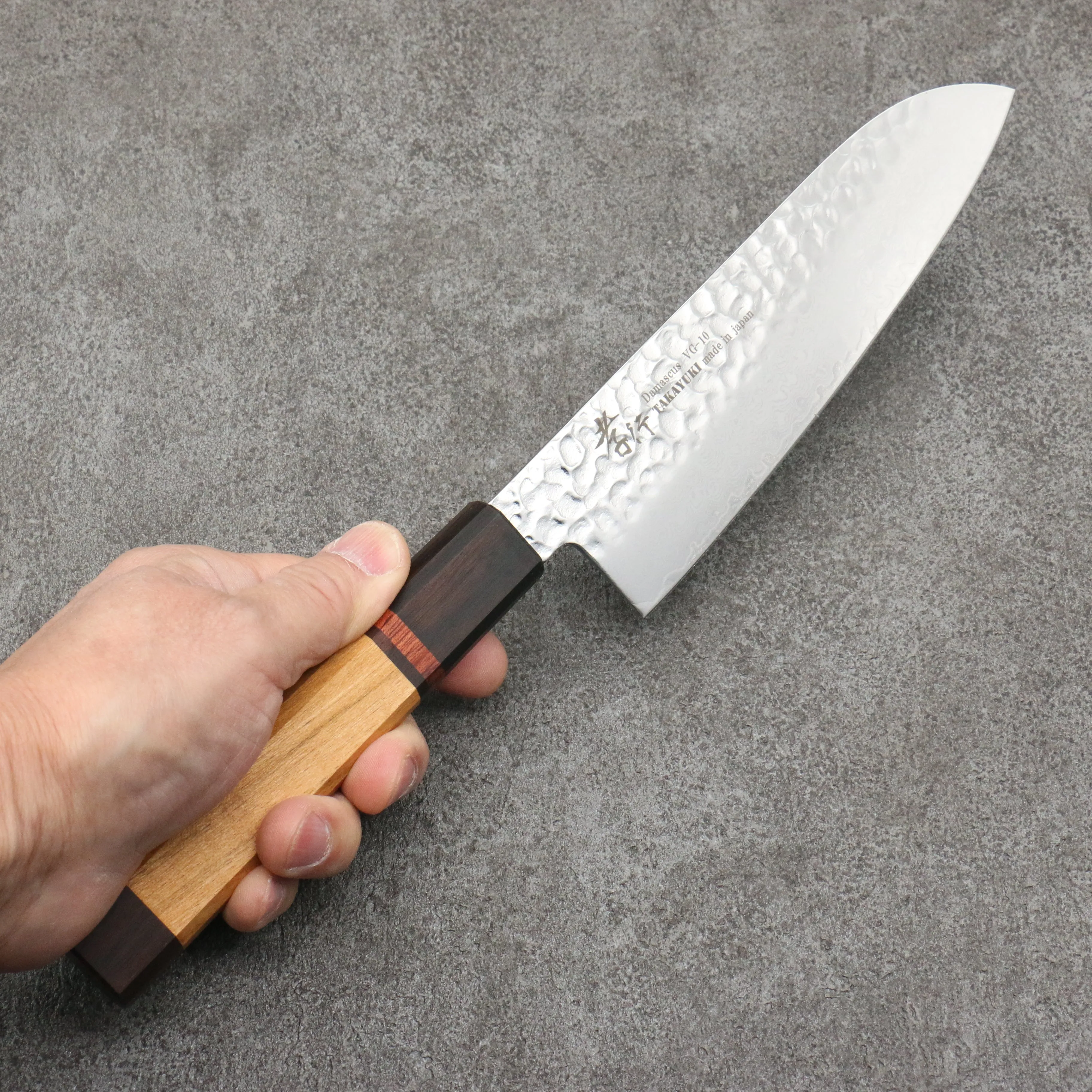 Sakai Takayuki VG10 33 Layer Damascus Santoku 170mm Mountain cherry (12 sided) Handle