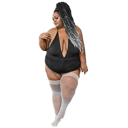 Sammy White Fishnet Thigh High