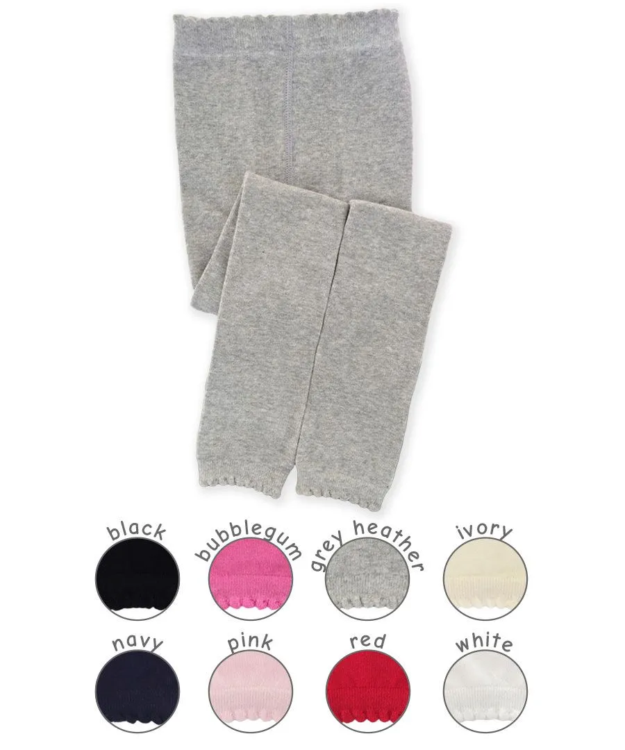 Scalloped Pima Cotton Footless Tights - Bubblegum