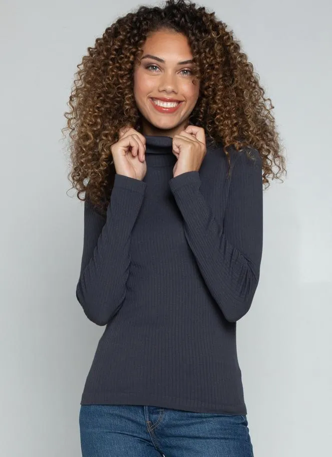 Seamless Rib L/S Turtleneck Top