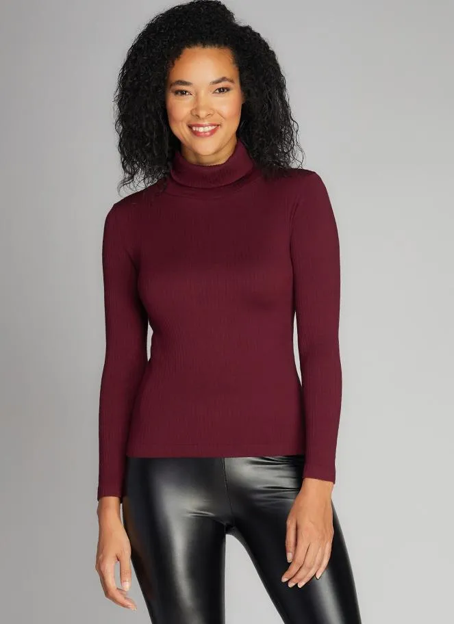 Seamless Rib L/S Turtleneck Top