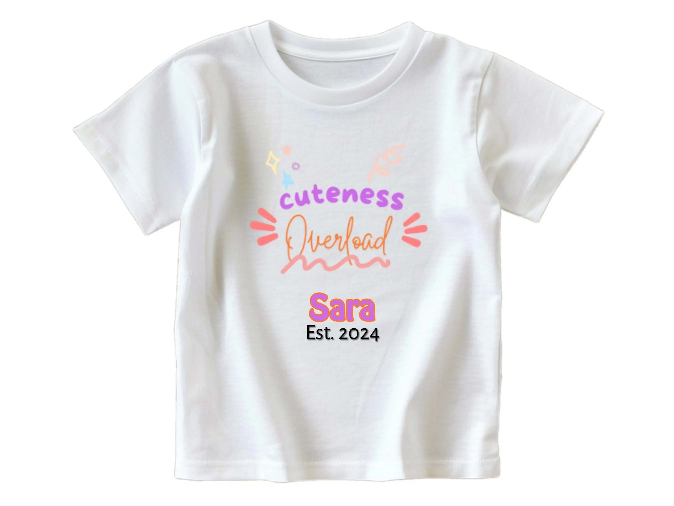 Short sleeve Custom Name Baby Grow with Cuteness Overload for Baby Girls