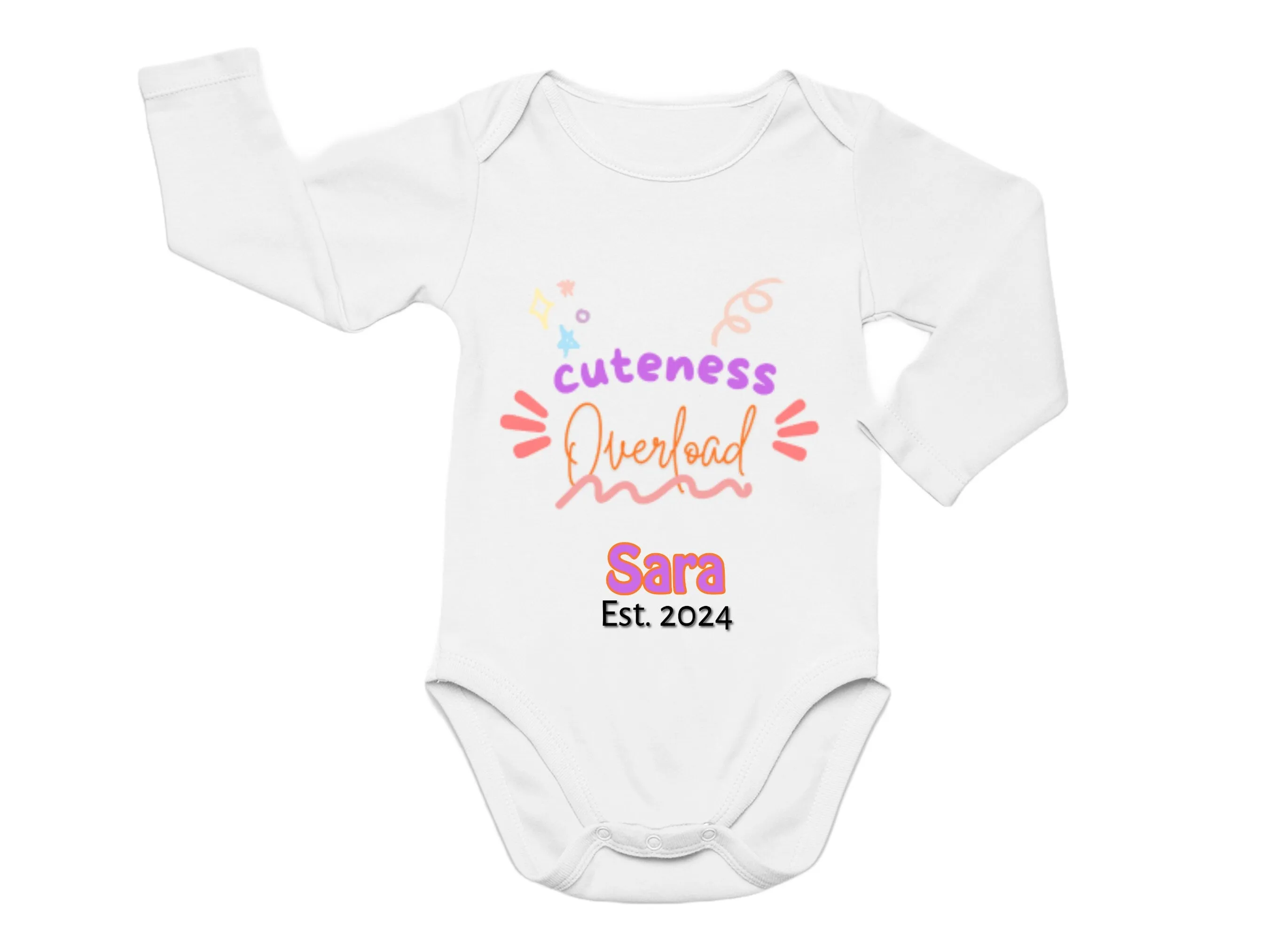 Short sleeve Custom Name Baby Grow with Cuteness Overload for Baby Girls