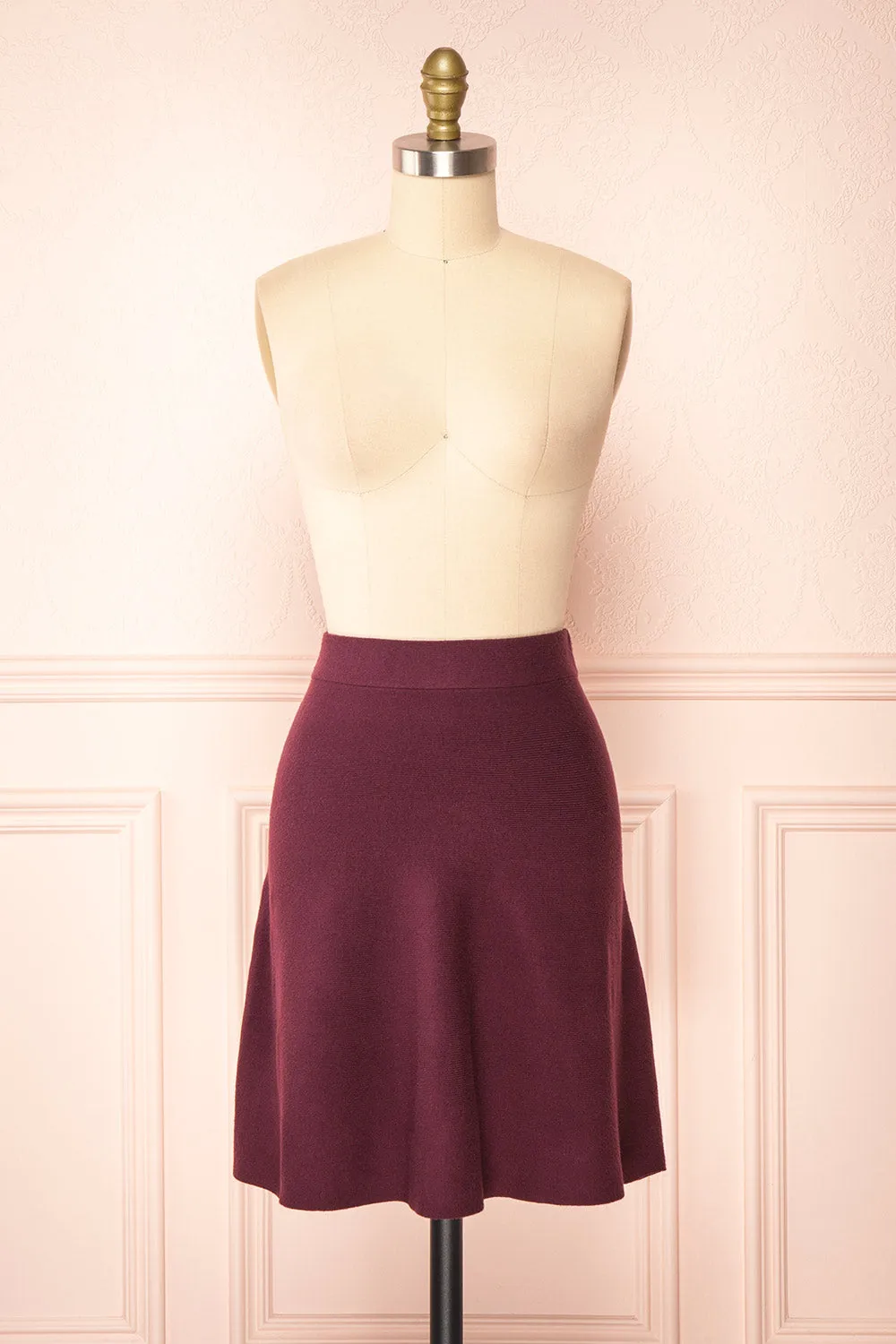 Sigrid Burgundy | Short Fit & Flare Skirt