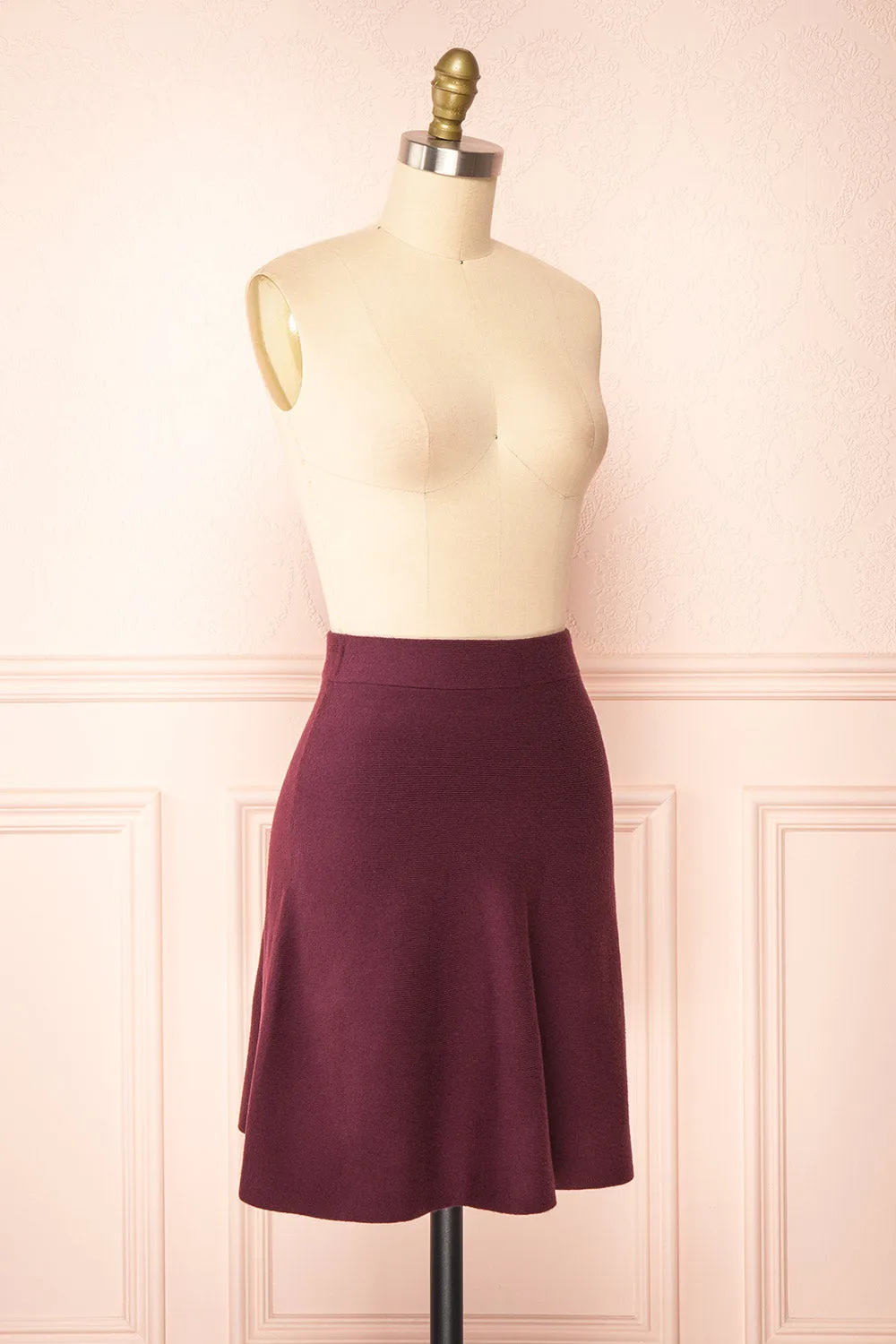 Sigrid Burgundy | Short Fit & Flare Skirt