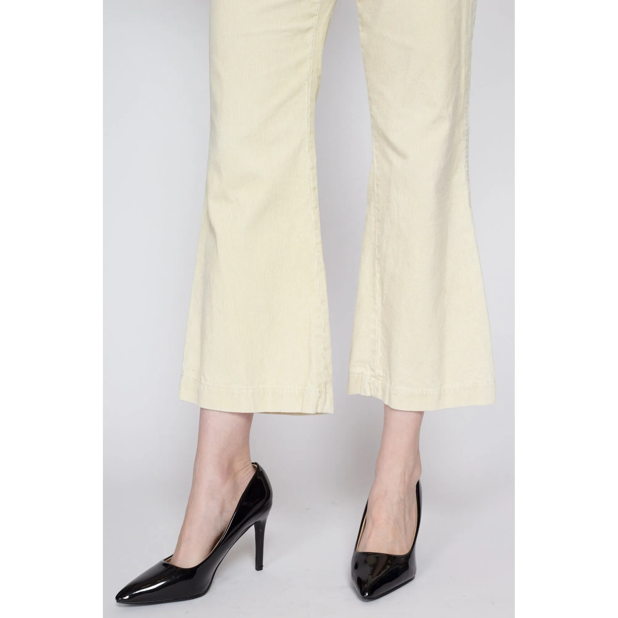 Small 90s Y2K Butter Yellow Corduroy Low Rise Flares