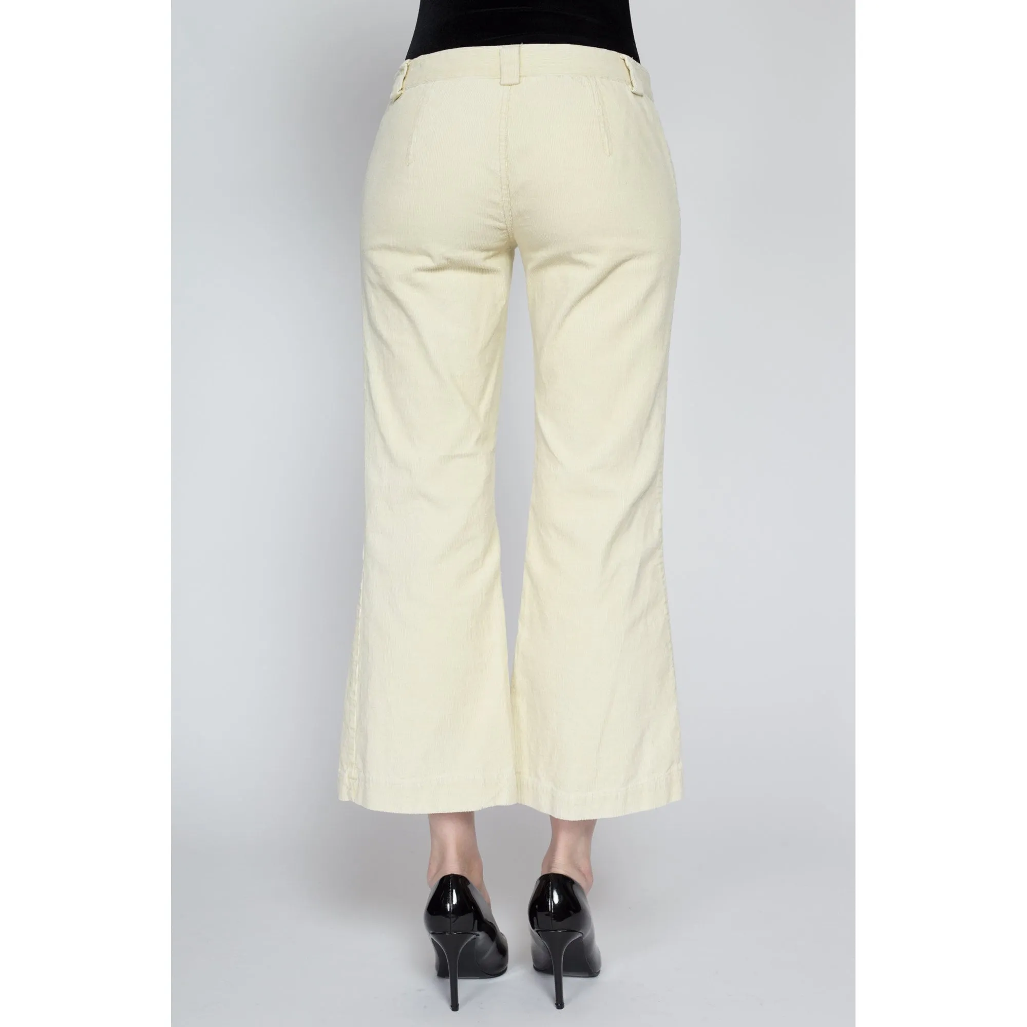 Small 90s Y2K Butter Yellow Corduroy Low Rise Flares