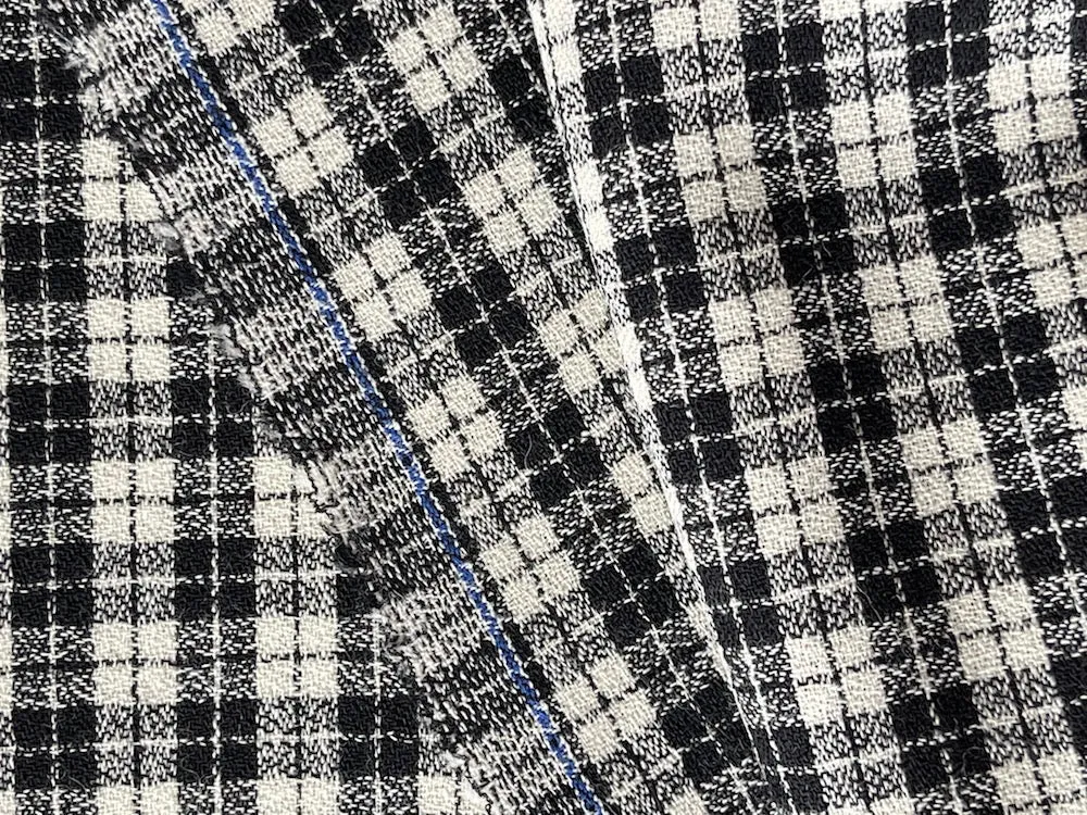 Small-Scale Black & Ivory Wool Crepe (Made in USA)
