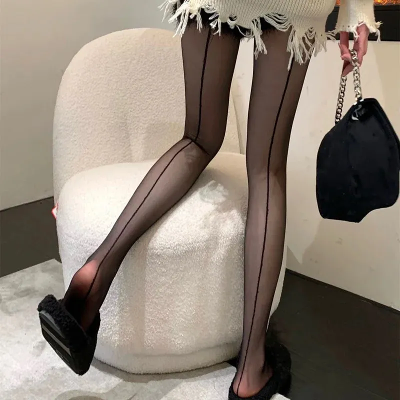 Sohiwoo Sexy Women Tights Summer Seamless Nylon Thigh High Stockings Pantyhose Lingerie Sexy Striped Punk Streetwear Fishnet Stockings
