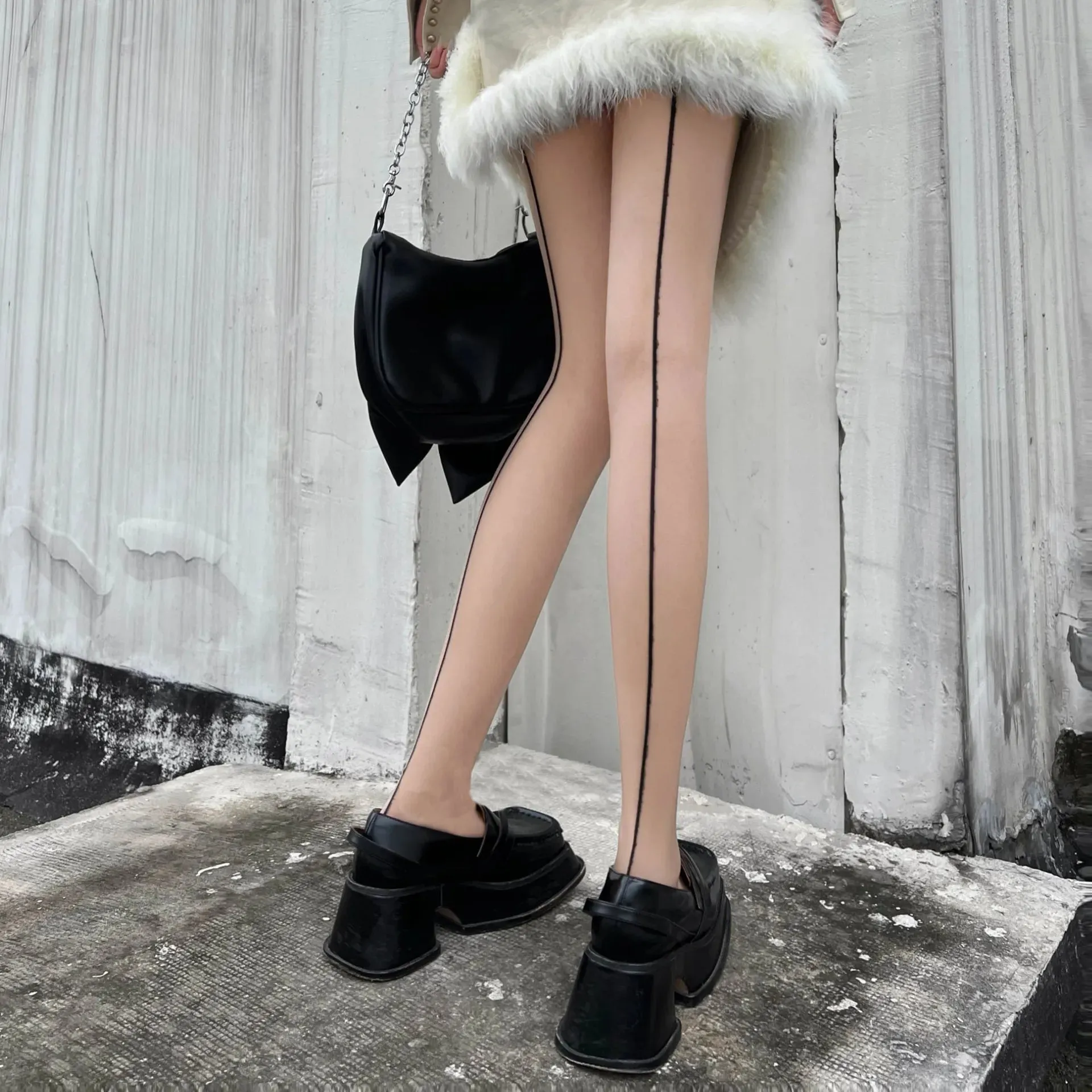 Sohiwoo Sexy Women Tights Summer Seamless Nylon Thigh High Stockings Pantyhose Lingerie Sexy Striped Punk Streetwear Fishnet Stockings