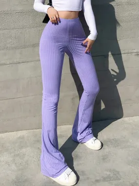 Sonicelife 2024 Autumn New Fall Outfits Solid Hot Y2k Woman Pants E Girl Aesthetic Fashion Streetwear Women Clothes Slim High Waist Capris  Bell Bottom Flare Tights