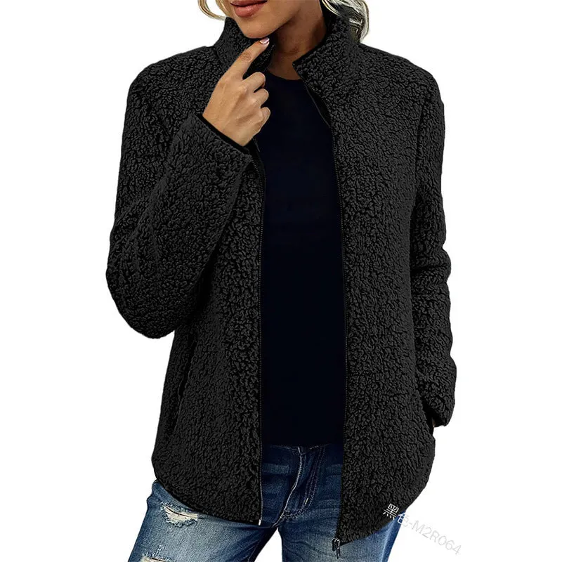 Stand Collar Solid Color Top Sweater Women's Casual Fashion