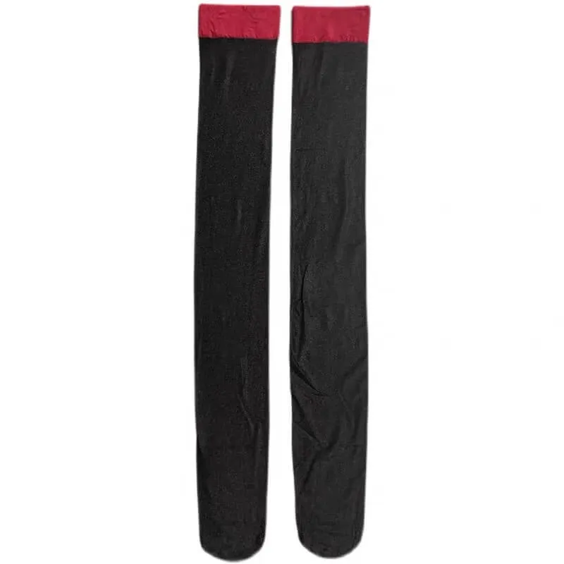 Summer thin red black stockings x0012
