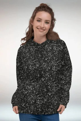 TGC Boutique Glitter Print Oversized Black Hoodie