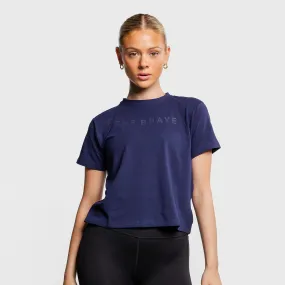 THE BRAVE - SIGNATURE CROPPED T-SHIRT - DARK NAVY
