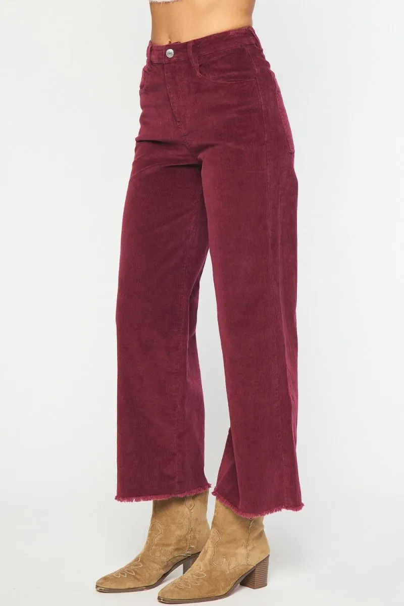 The Carefree Corduroy Wide Leg Pant in Wine