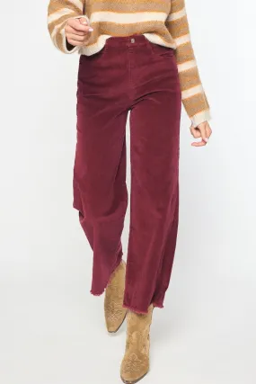 The Carefree Corduroy Wide Leg Pant in Wine