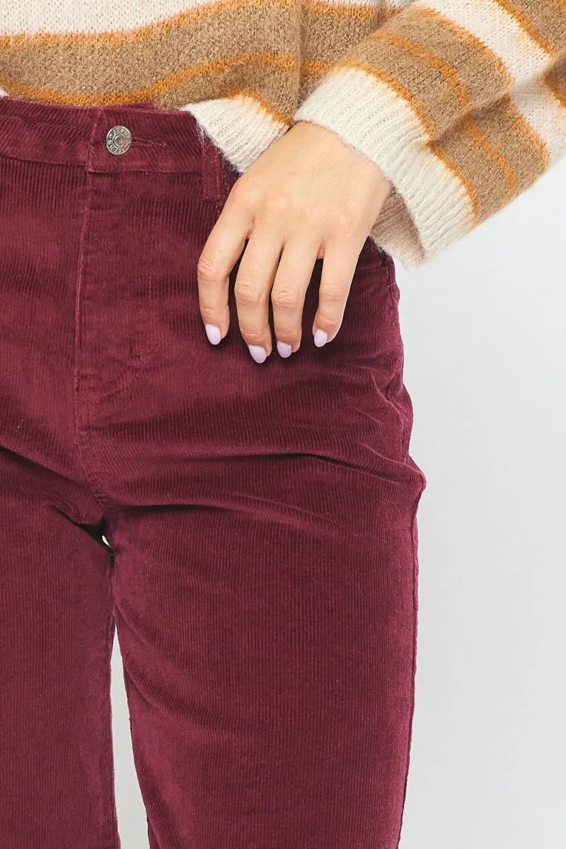 The Carefree Corduroy Wide Leg Pant in Wine