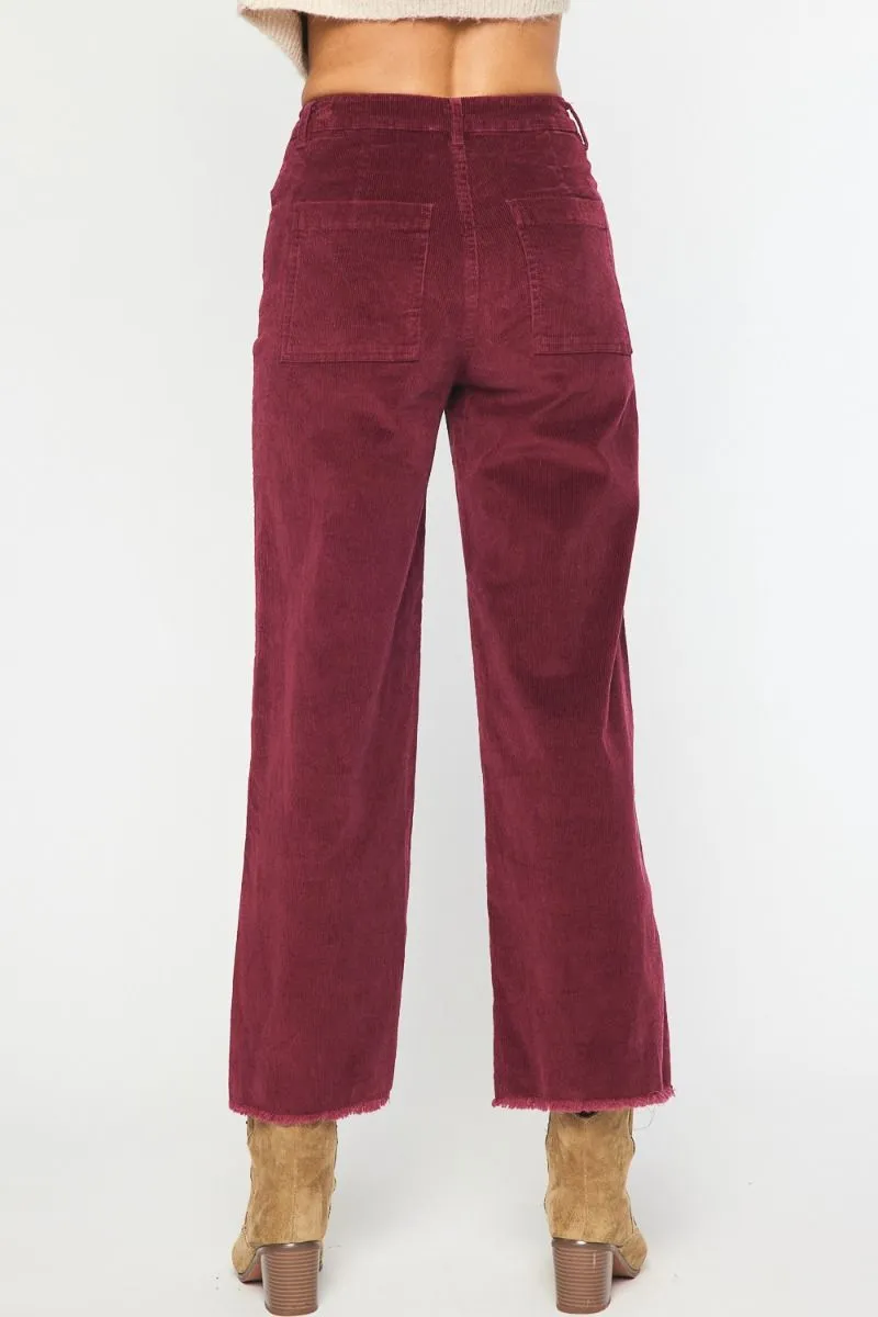The Carefree Corduroy Wide Leg Pant in Wine