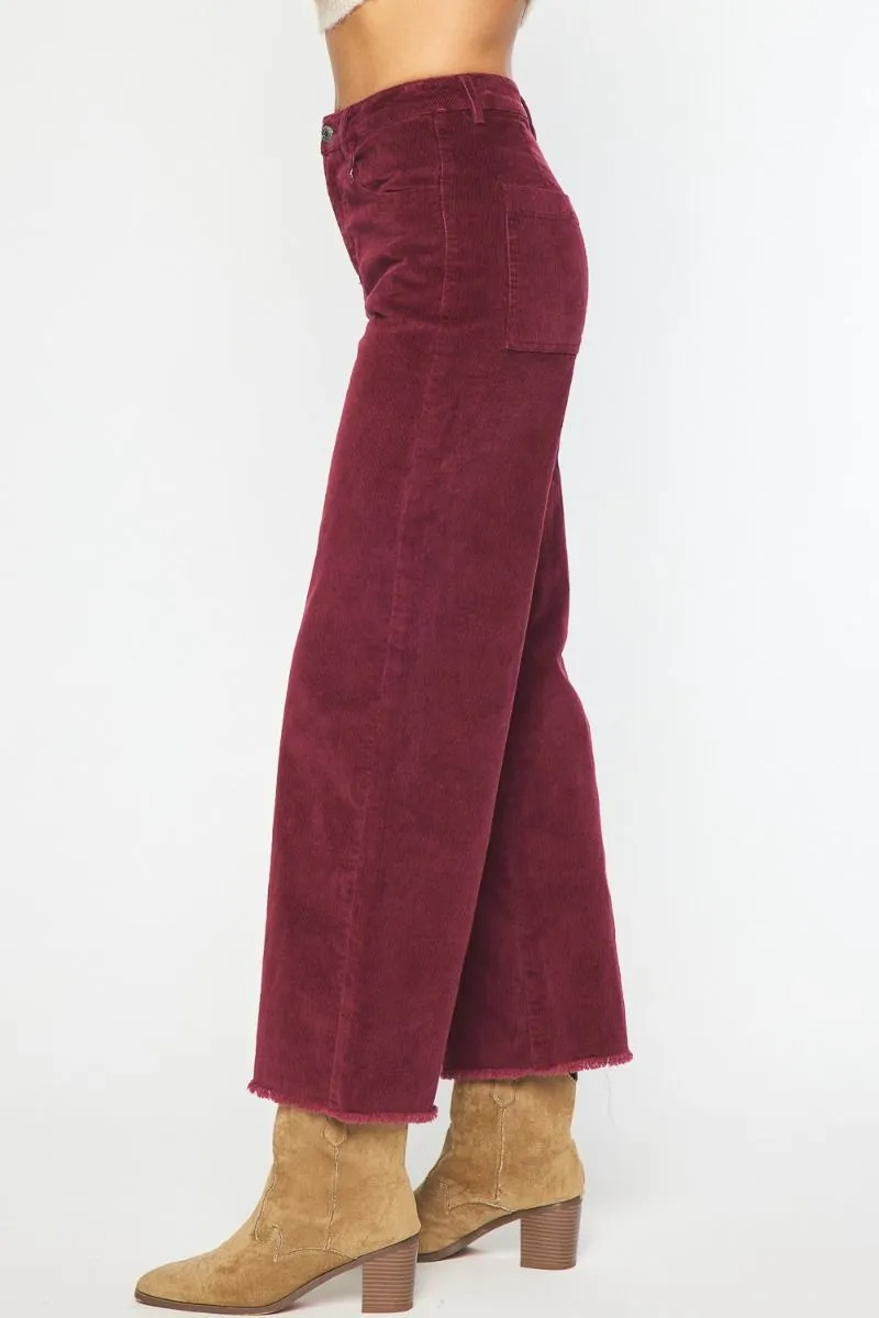 The Carefree Corduroy Wide Leg Pant in Wine