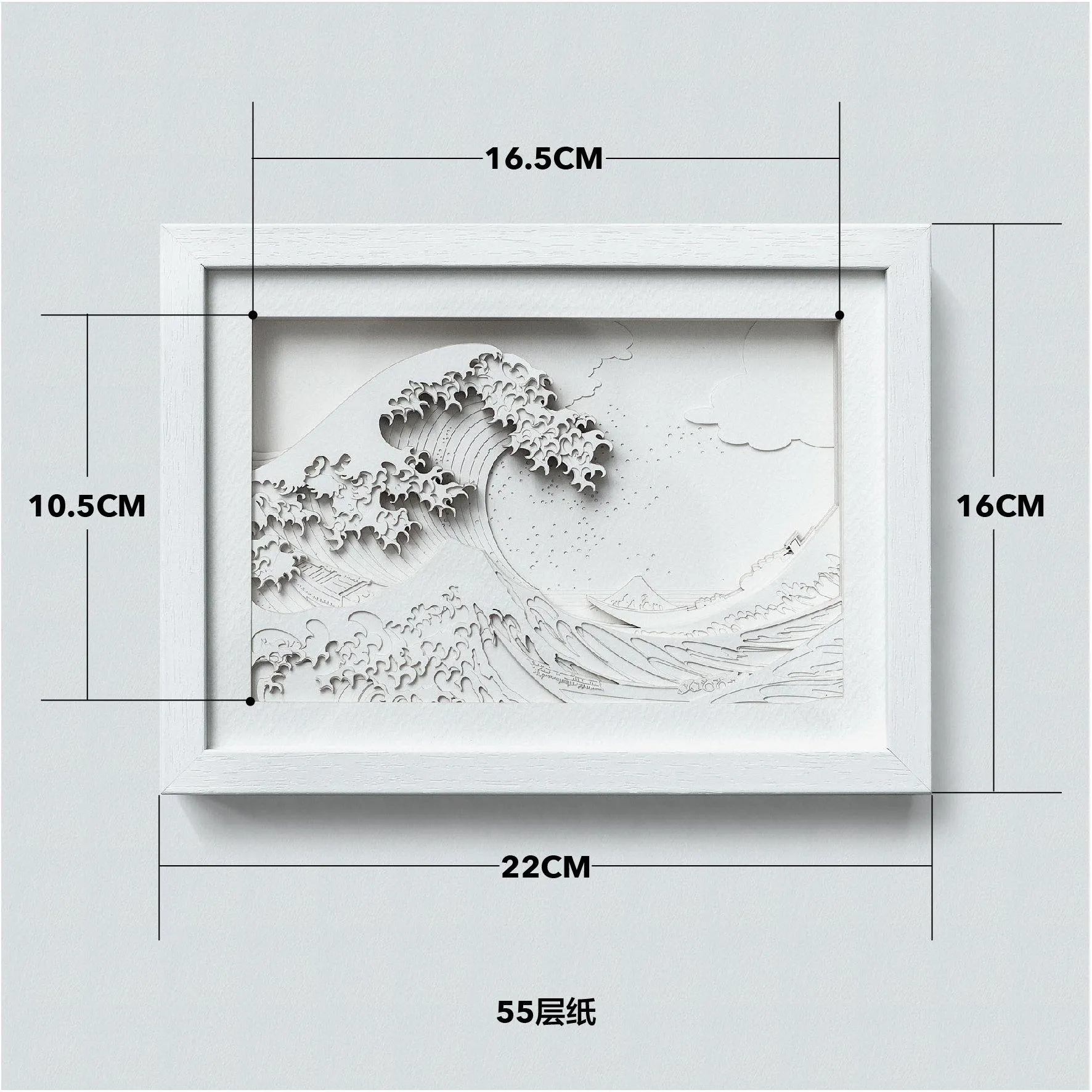 The Great Wave off Kanagawa, Paper Art  IDEAL GIFTS A5 Frame