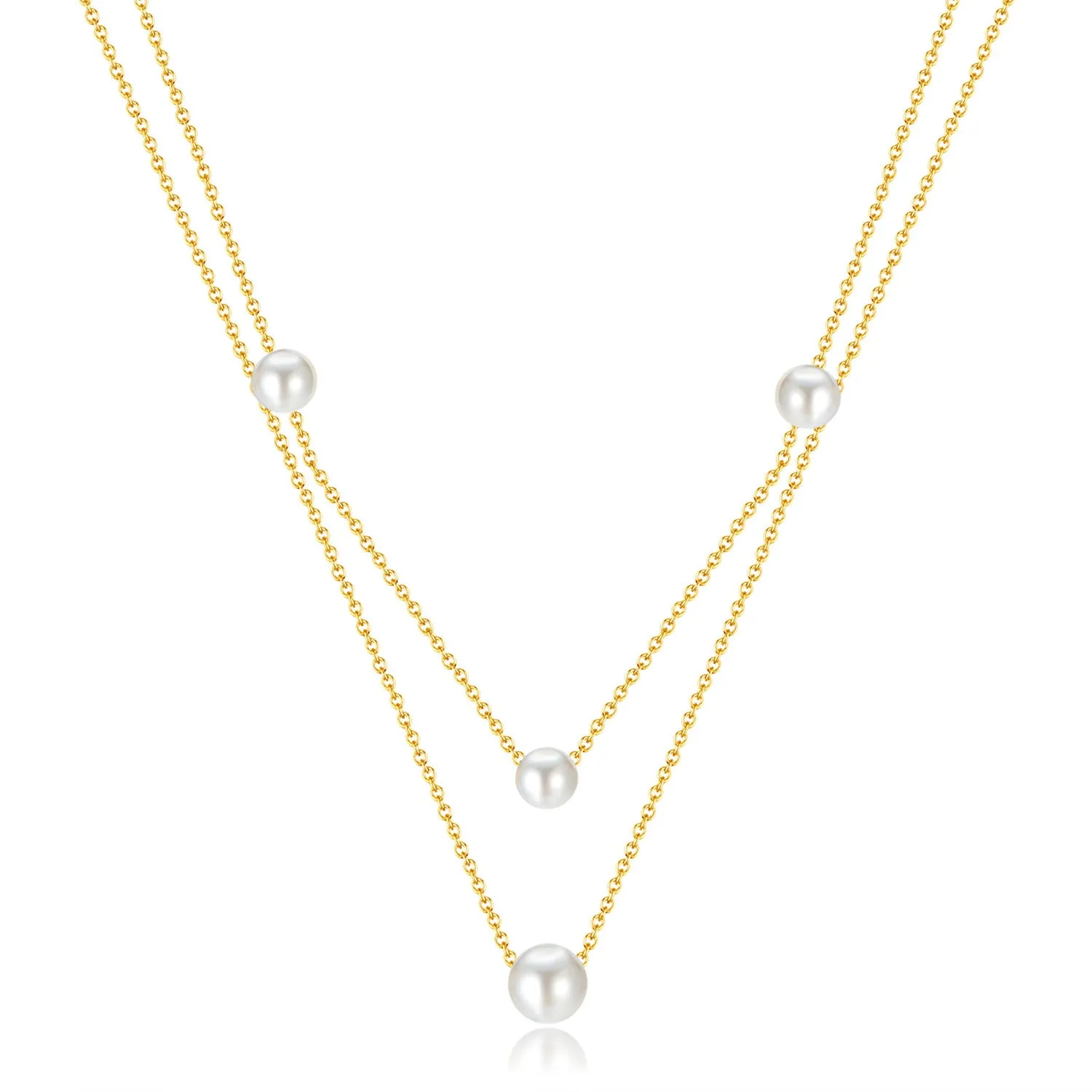 Two Layer Floating Pearl Necklace