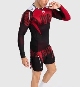 VENUM Adrenaline Men's MMA Muay Thai Boxing LONG SLEEVES Rashguard Compression T-shirt M-L Red